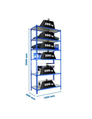 Estanteria 2500x1100x400 MADERCLICK SUPERPLUS 6/400 AZUL/MADERA marca SIMONRACK