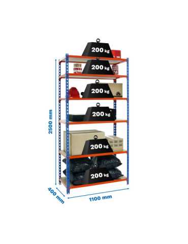 Estanteria 2500x1100x400 MADERCLICK SUPERPLUS 6/400 AZUL/NARAN/MAD marca SIMONRACK