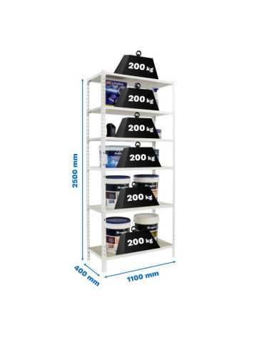 Estanteria 2500x1100x400 MADERCLICK SUPERPLUS 6/400 BLANCO/MADERA marca SIMONRACK