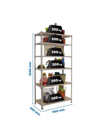 Estanteria 2500x1100x400 MADERCLICK SUPERPLUS 6/400 GALVA/MADERA marca SIMONRACK