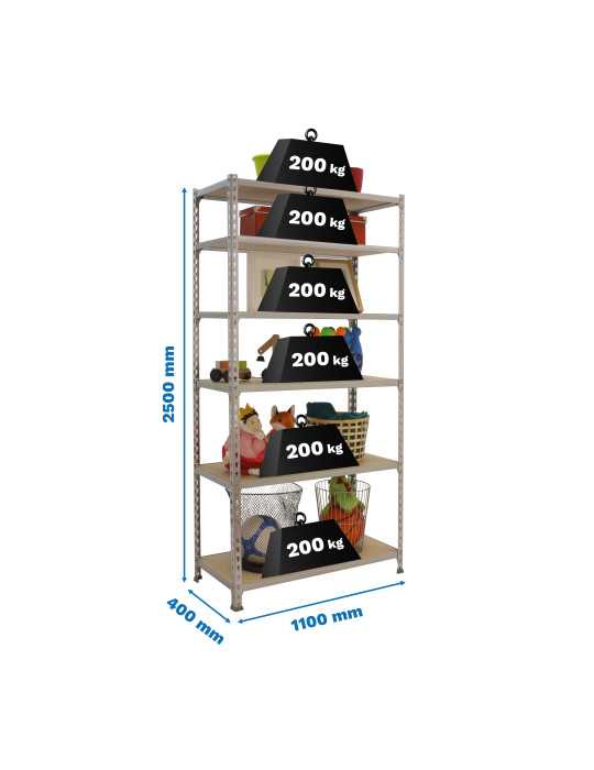 Estanteria 2500x1100x400 MADERCLICK SUPERPLUS 6/400 GALVA/MADERA marca SIMONRACK
