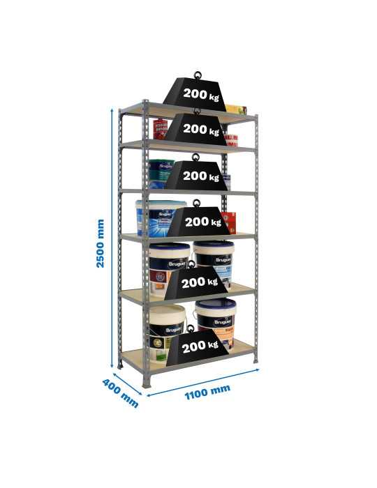 Estanteria 2500x1100x400 MADERCLICK SUPERPLUS 6/400 GRIS/MADERA marca SIMONRACK