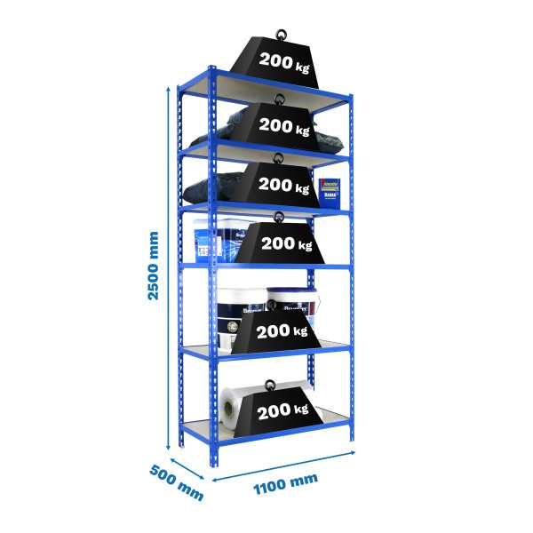 Estanteria 2500x1100x500 MADERCLICK SUPERPLUS 6/500 AZUL/MADERA marca SIMONRACK