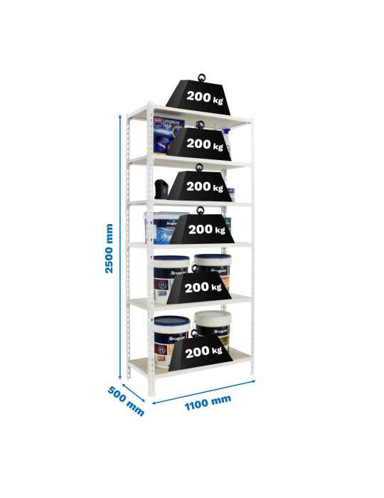 Estanteria 2500x1100x500 MADERCLICK SUPERPLUS 6/500 BLANCO/MADERA marca SIMONRACK