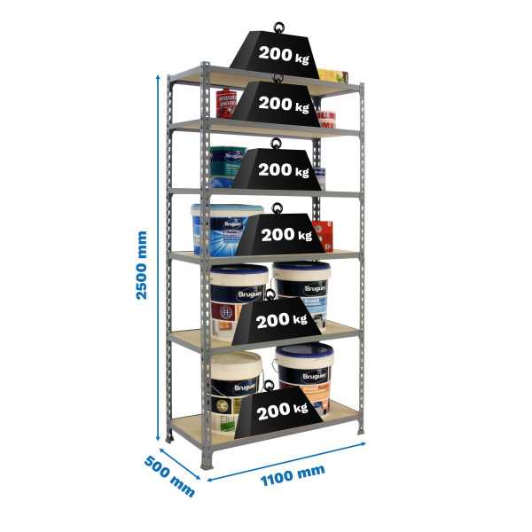 Estanteria 2500x1100x500 MADERCLICK SUPERPLUS 6/500 GRIS/MADERA marca SIMONRACK