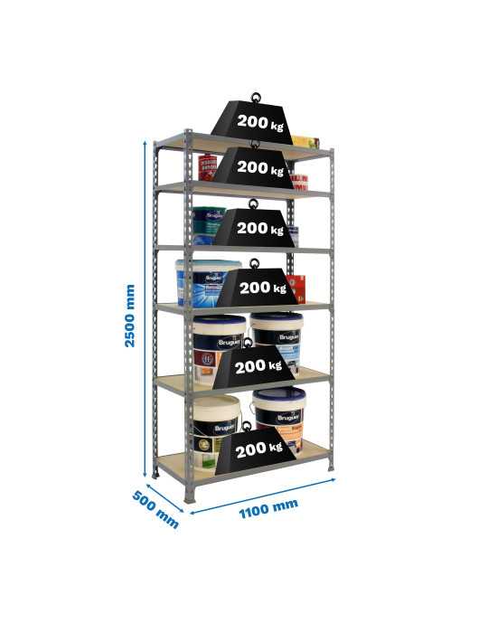 Estanteria 2500x1100x500 MADERCLICK SUPERPLUS 6/500 GRIS/MADERA marca SIMONRACK