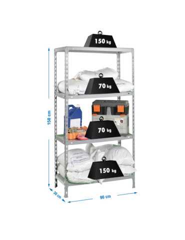 Estanteria 1500x900x300 ECOCLICK 4/300 GALVANIZADO marca SIMONRACK
