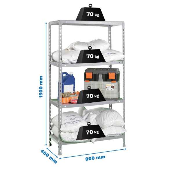 Estanteria 1500x800x400 ECOCLICK MINI 4/400 1500 GALVANIZADO marca SIMONRACK