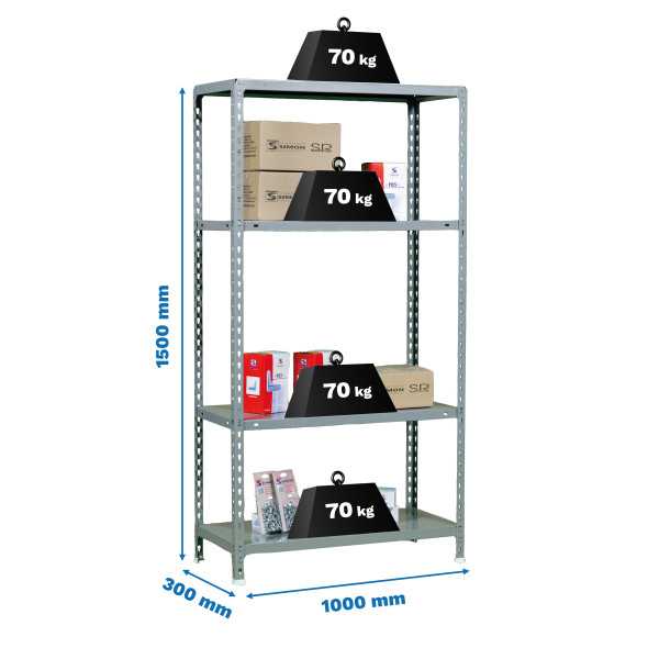 Estanteria 1500x1000x300 ECOCLICK PLUS 4/300 1500 GRIS marca SIMONRACK