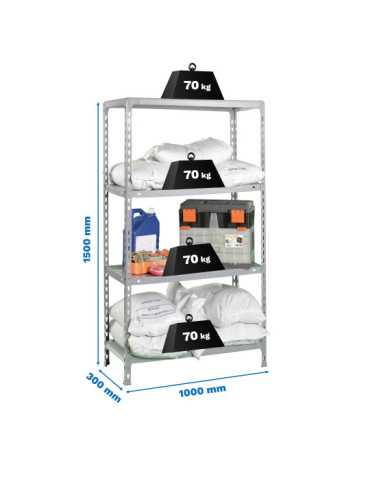 Estanteria 1500x1000x300 ECOCLICK PLUS 4/300 GALVANIZADO marca SIMONRACK