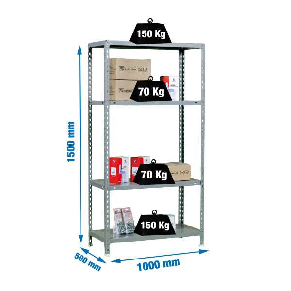 Estanteria 1500x1000x500 ECOCLICK PLUS 4/500 1500 GRIS marca SIMONRACK