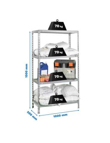 Estanteria 1500x1000x500 ECOCLICK PLUS 4/500 GALVANIZADO marca SIMONRACK