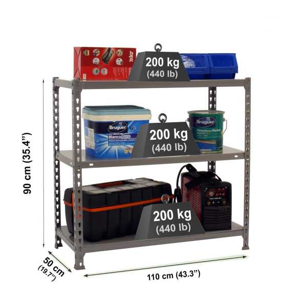 Estanteria 900x1100x500 ECOCLICK SUPERPLUS 3/500 900 GRIS marca SIMONRACK