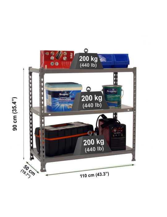 Estanteria 900x1100x500 ECOCLICK SUPERPLUS 3/500 900 GRIS marca SIMONRACK