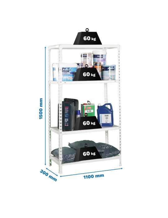 Estanteria 1500x1100x300 ECOCLICK SUPERPLUS 4/300 BLANCO marca SIMONRACK