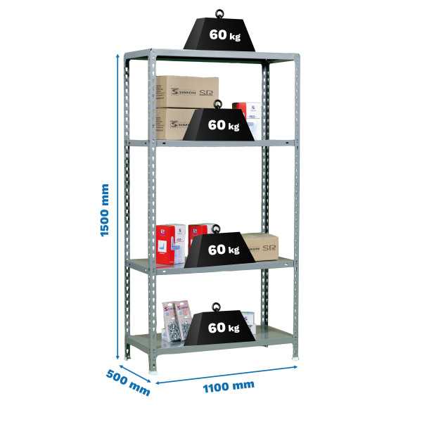 Estanteria 1500x1100x500 ECOCLICK SUPERPLUS 4/500 1500 GRIS marca SIMONRACK