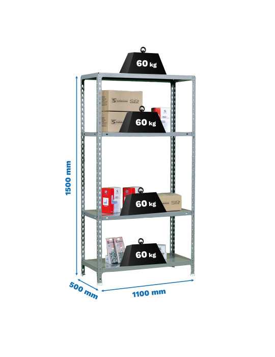 Estanteria 1500x1100x500 ECOCLICK SUPERPLUS 4/500 1500 GRIS marca SIMONRACK