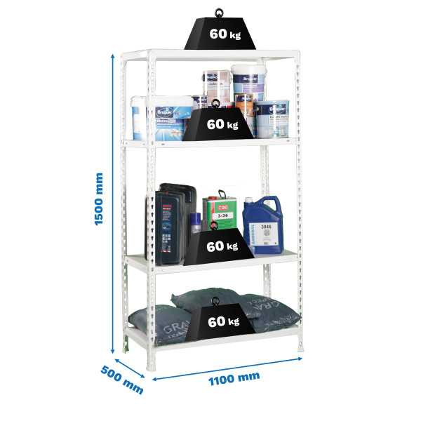 Estanteria 1500x1100x500 ECOCLICK SUPERPLUS 4/500 BLANCO marca SIMONRACK