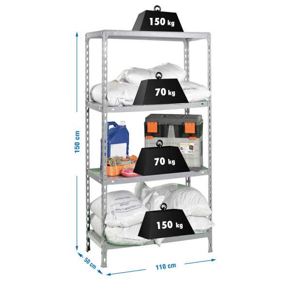 Estanteria 1500x1100x500 ECOCLICK SUPERPLUS 4/500 GALVANIZADO marca SIMONRACK