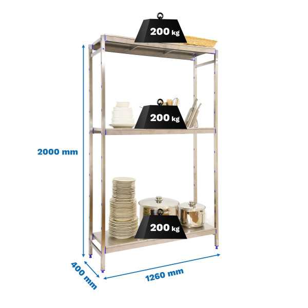 Estanteria 2000x1260x400 SIMONINOX INITIAL 3SS/2000x1260x400 marca SIMONRACK