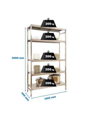 Estanteria 2000x1260x400 SIMONINOX INITIAL 5SS/2000x1260x400 marca SIMONRACK
