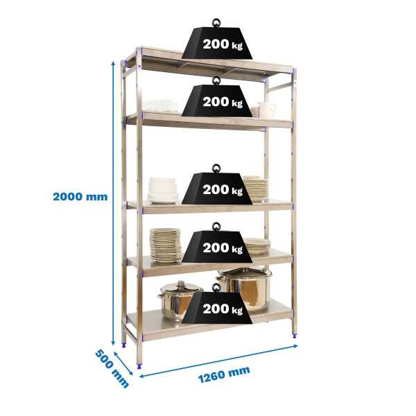 Estanteria 2000x1260x500 SIMONINOX INITIAL 5SS/2000x1260x500 marca SIMONRACK