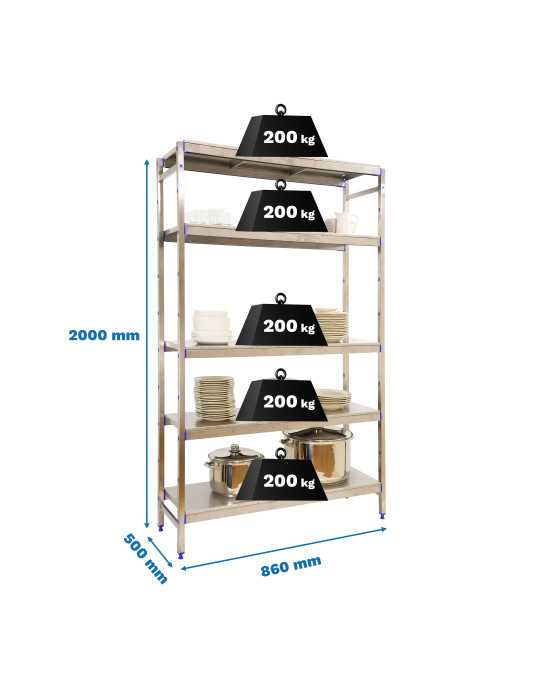 Estanteria 2000x860x500 SIMONINOX INITIAL 5SS/2000x860x500 marca SIMONRACK