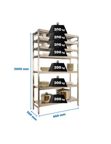 Estanteria 2000x860x500 SIMONINOX INITIAL 7SS/2000x860x500 marca SIMONRACK