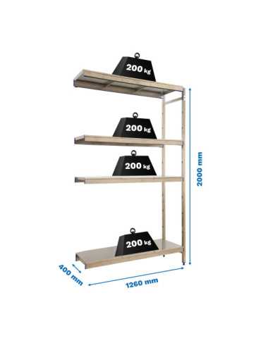 Estanteria 2000x1260x400 SIMONINOX ADITIONAL 4SS/2000x1260x400 marca SIMONRACK