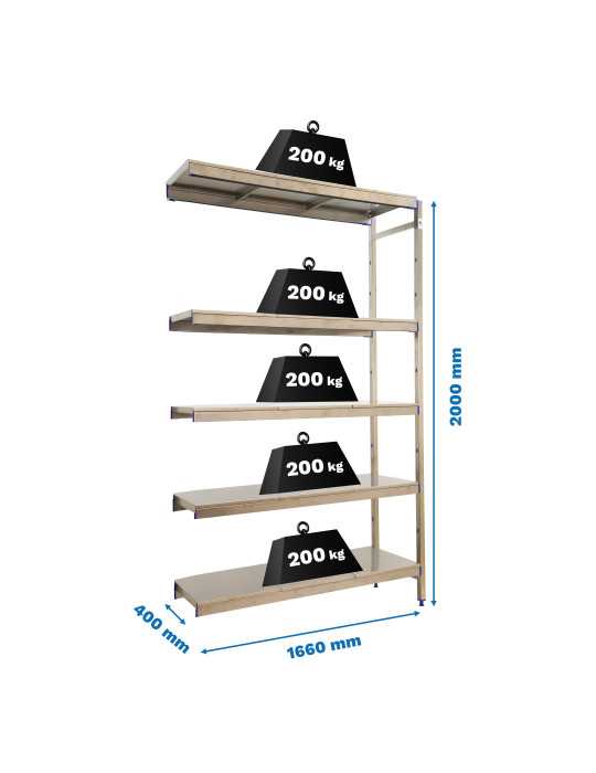 Estanteria 2000x1660x400 SIMONINOX ADITIONAL 5SS/2000x1660x400 marca SIMONRACK