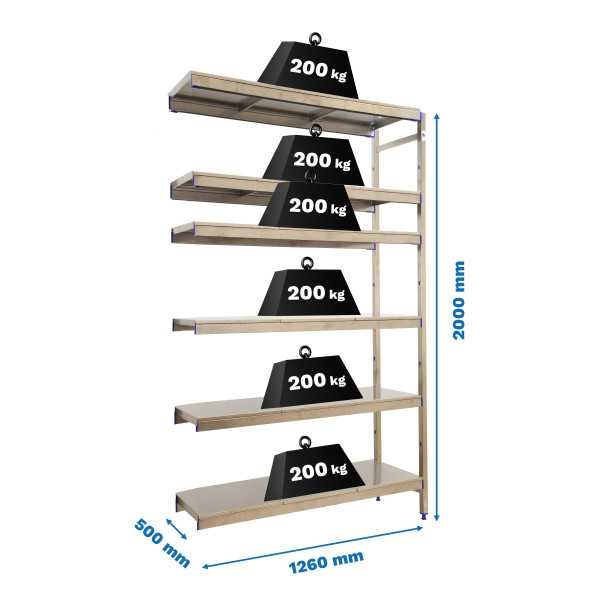 Estanteria 2000x1260x500 SIMONINOX ADITIONAL 6SS/2000x1260x500 marca SIMONRACK