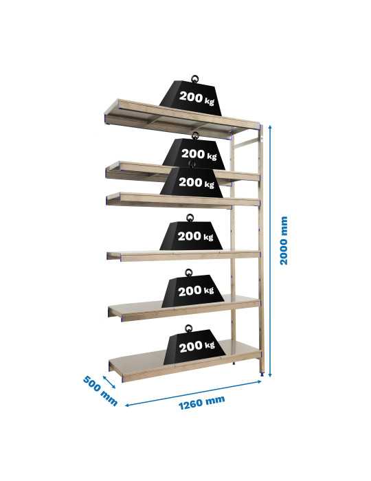 Estanteria 2000x1260x500 SIMONINOX ADITIONAL 6SS/2000x1260x500 marca SIMONRACK