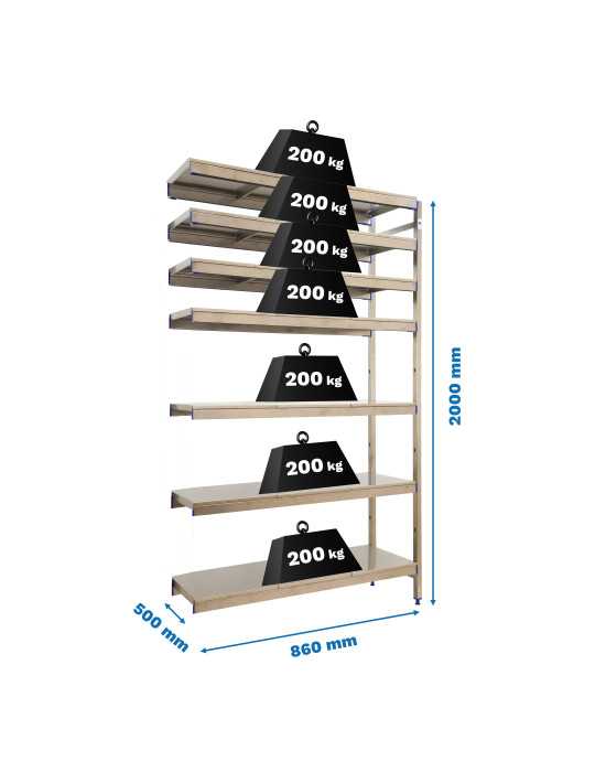 Estanteria 2000x860x500 SIMONINOX ADITIONAL 7SS/2000x860x500 marca SIMONRACK