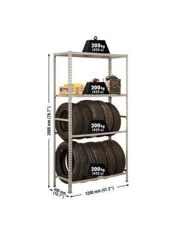 Estanteria 2000x1200x400 SIMONGARAGE MEGAPLUS 4/400 GRIS marca SIMONRACK