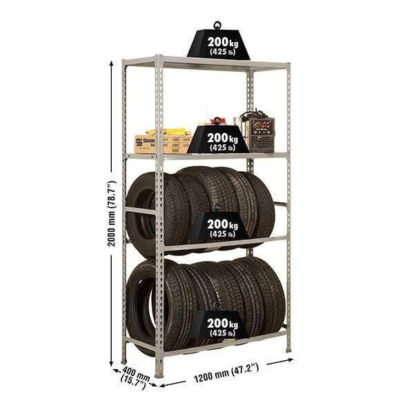 Estanteria 2000x1200x400 SIMONGARAGE MEGAPLUS 4/400 GRIS marca SIMONRACK