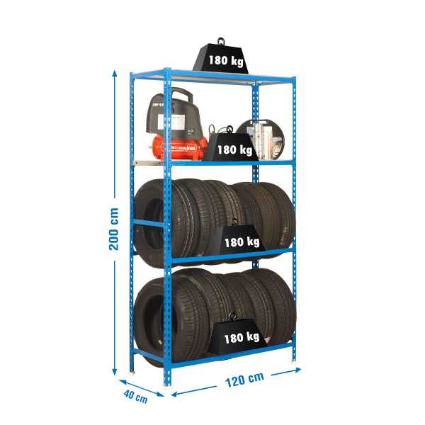 Estanteria 2000x1200x400 SIMONGARAGE MEGAPLUS 4/400 AZUL/GALVA marca SIMONRACK