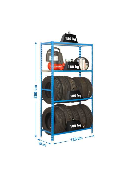 Estanteria 2000x1200x400 SIMONGARAGE MEGAPLUS 4/400 AZUL/GALVA marca SIMONRACK