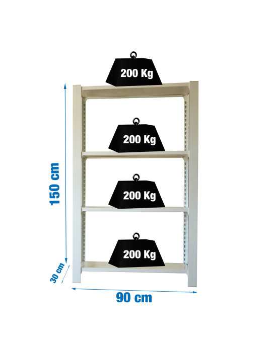Estanteria 1500x900x300 OFFICLICK 4/300 METAL I.M. BLANCO/BLANCO marca SIMONRACK