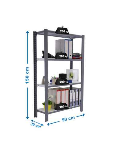 Estanteria 1500x900x300 OFFICLICK 4/300 METAL I.M. GRIS/BLANCO marca SIMONRACK