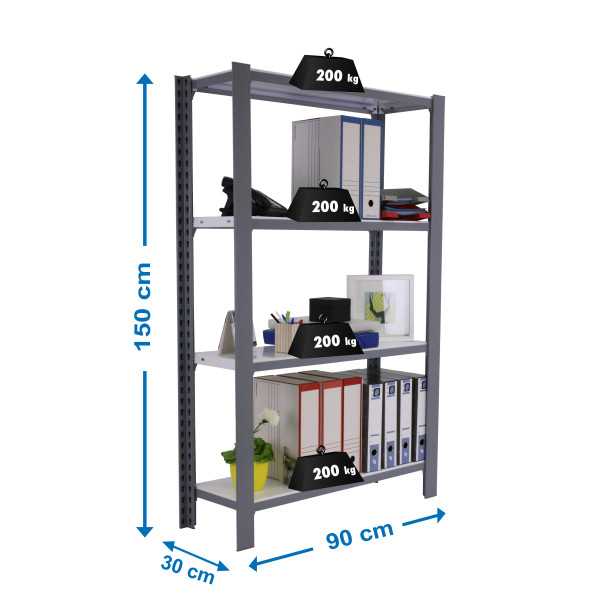 Estanteria 1500x900x300 OFFICLICK 4/300 METAL I.M. GRIS/BLANCO marca SIMONRACK