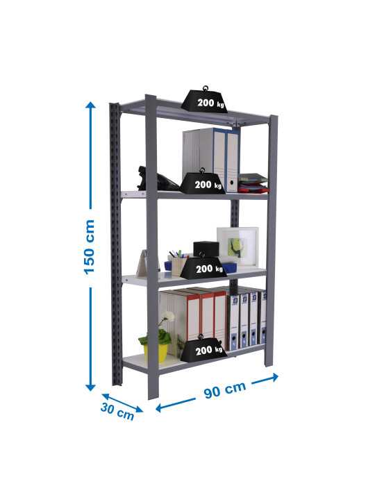 Estanteria 1500x900x300 OFFICLICK 4/300 METAL I.M. GRIS/BLANCO marca SIMONRACK