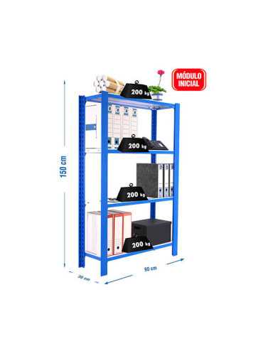 Estanteria 1500x900x300 OFFICLICK 4/300 METAL I.M. AZUL/BLANCO marca SIMONRACK