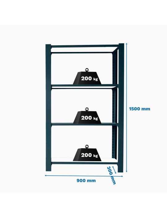 Estanteria 1500x900x300 OFFICLICK 4/300 METAL I.M. ANTRACITA/BLANCO marca SIMONRACK