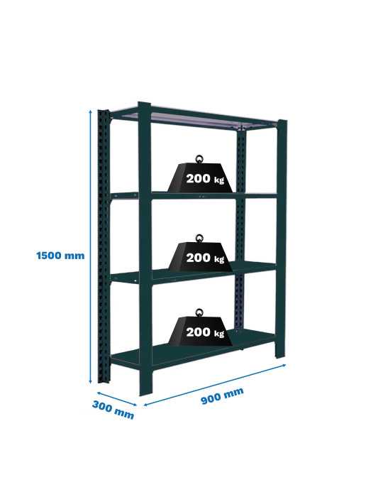 Estanteria 1500x900x300 OFFICLICK 4/300 METAL I.M. ANTRACITA/ANTRACITA marca SIMONRACK