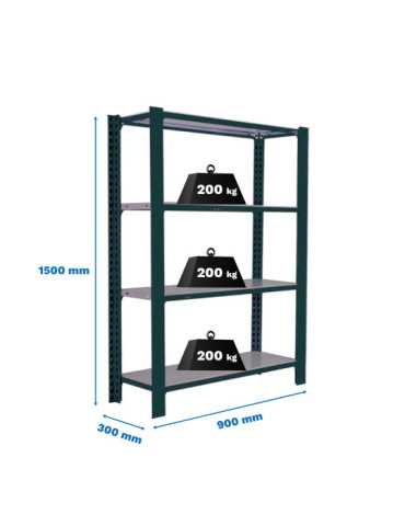 Estanteria 1500x900x300 OFFICLICK 4/300 METAL I.M. ANTRACITA/GALVA marca SIMONRACK