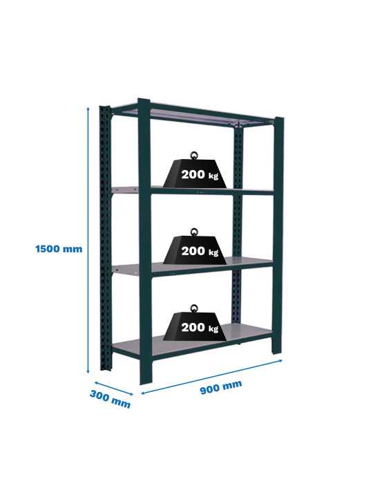 Estanteria 1500x900x300 OFFICLICK 4/300 METAL I.M. ANTRACITA/GALVA marca SIMONRACK