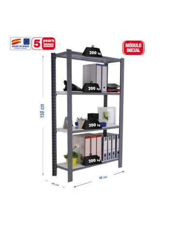 Estanteria 1500x900x400 OFFICLICK 4/400 METAL I.M. GRIS/BLANCO marca SIMONRACK