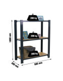 Estanteria 1000x800x300 OFFICLICK 3/300 WOOD 800 ANTRACITA/OSB marca SIMONRACK