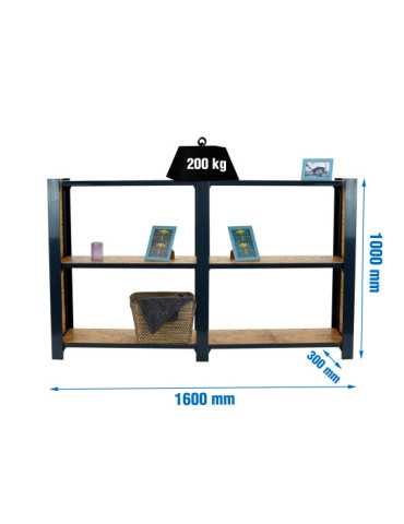 Estanteria 1000x1600x300 OFFICLICK 3/300 WOOD 1600 ANTRACITA/OSB marca SIMONRACK
