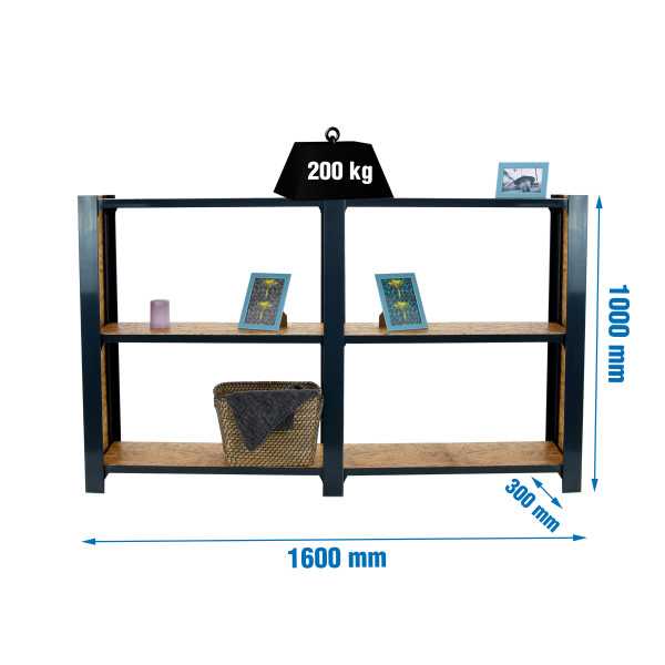 Estanteria 1000x1600x300 OFFICLICK 3/300 WOOD 1600 ANTRACITA/OSB marca SIMONRACK